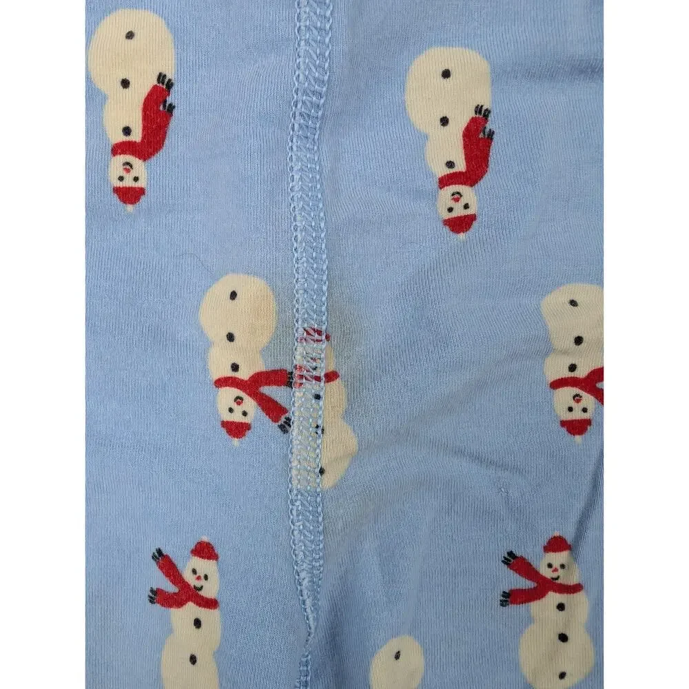 Hanna Anderson Pajama Set 120CM 6-7 Blue Snowman Lightweight Tencel Novelty
